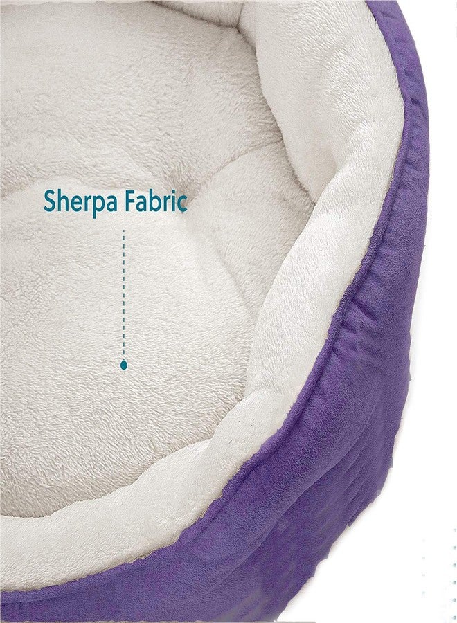 Fluffy's Round Cat Bed for Indoor Cats Clearance Washable Dog Bed for Puppy and Kitties with Slip-Resistant Bottom, Plush Flannel Pet Supplies Small Purple - Image 5